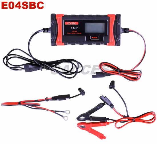 12V 4A 鉛酸リチウム (LiFePO4) 自動バッテリー充電器、車、オートバイ、ボート用インテリジェントバッテリーセーバー